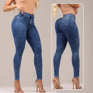 Calça Skinny Jeans Feminina MARMORIZADA GRAFITE Cintura Alta Modeladora Levanta Bumbum com Lycra em Oferta na Shopee