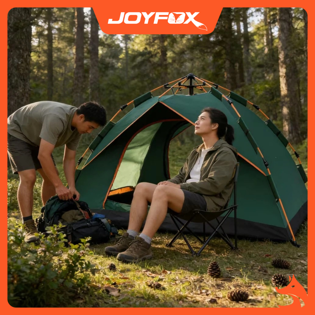 JOYFOX Barraca De Acampamento 4-5 Pessoas Portátil A Prova D'agua Dois Andare Barraca Camping em Oferta na Shopee