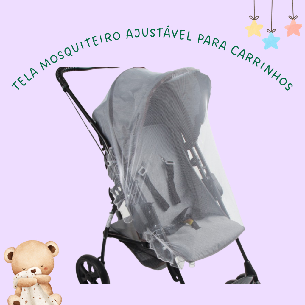 Mosquiteiro para Carrinho de Bebê com Elástico na Ponta Ajustavel para Passeio Kids Bebê Menino(a)