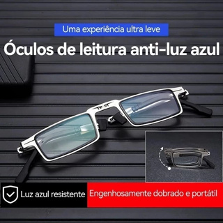 Armação De Óculos De Leitura Dobrável Portátil Para Homens E Mulheres , Azul anti-Luz De metal Redondo Quadrado em Oferta na Shopee