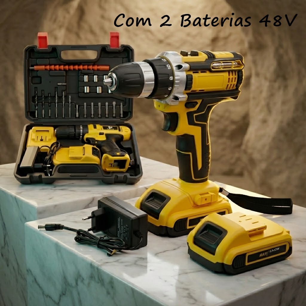 Parafusadeira Furadeira 48V 2 Baterias Com Maleta e Acessórios Completo em Oferta na Shopee