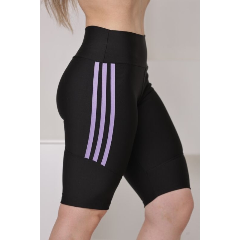 Bermuda Ciclista Esportiva com 3 Listras para Treino e Academia