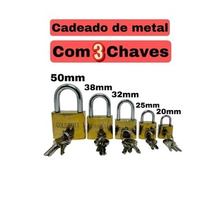 01 Unidade De Cadeado Com 3 Chaves vários tamanho 20/25/32/38/50mm