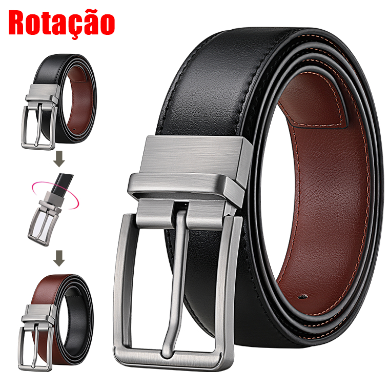 kit 1/2cinto masculino couro Design de Dupla Face social Moda negocios casual feminino