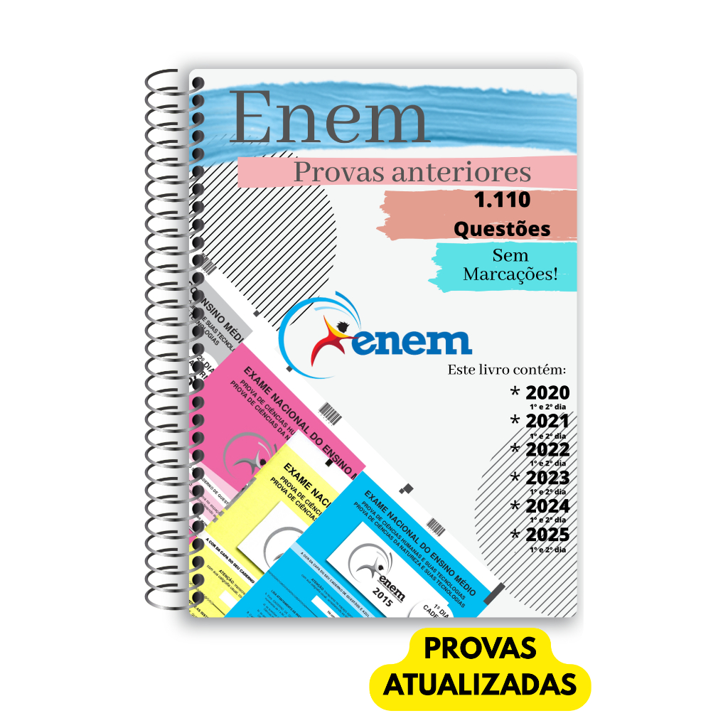 Enem 2026 Provas anteriores 2020 a 2025 + Gabaritos + Folhas de Redação ( 6 Anos de Provas)