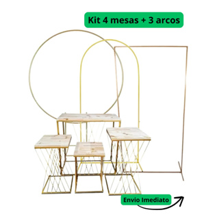 Jogo De Mesas Treliça Para Festas Casamentos De Ferro Com 3 Arcos Romano, Redondo E Retangular em Oferta na Shopee
