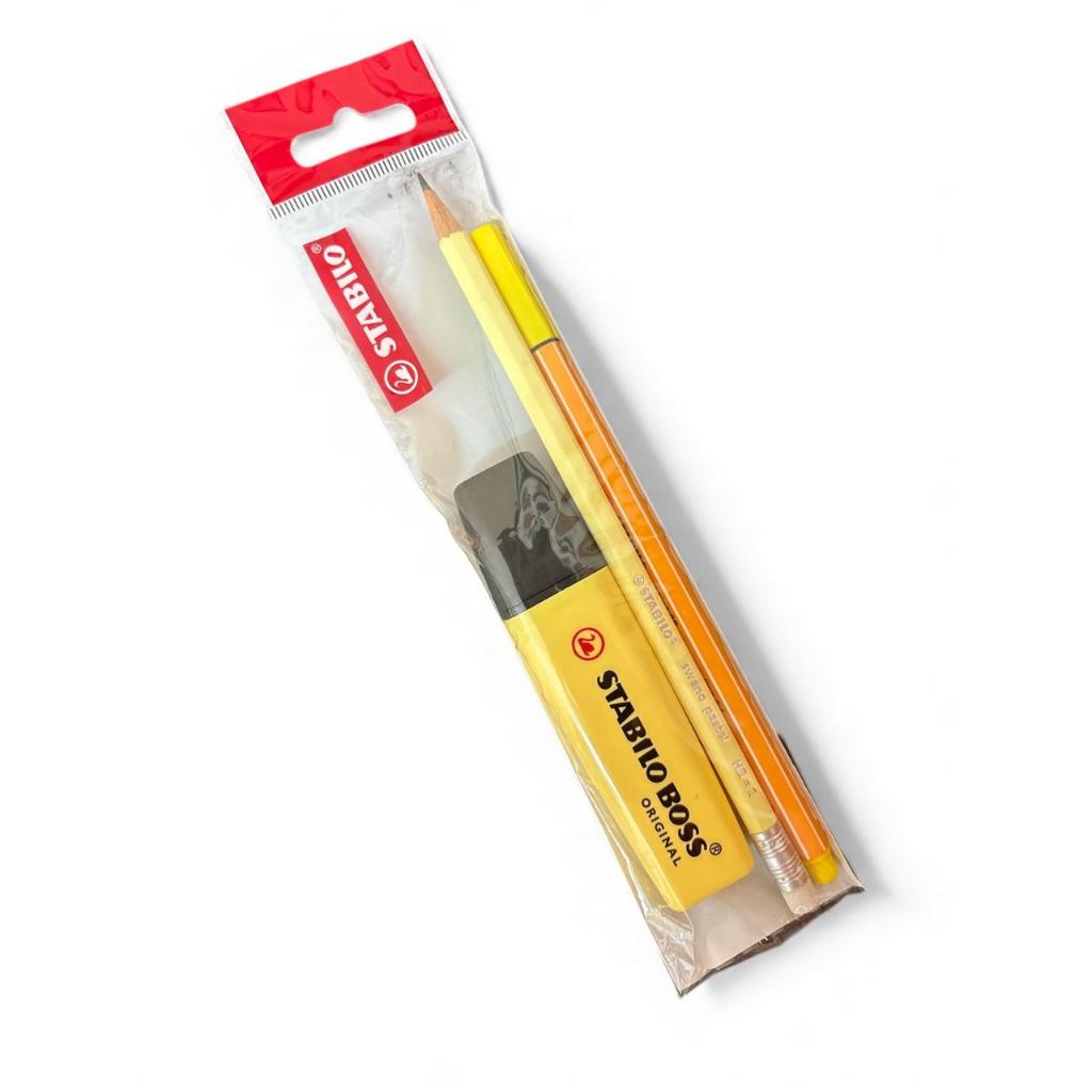 Stabilo Boss Kit Cores - Marca Texto + Caneta + Lápis - 3 Cores Disponíveis - Papelaria Fofa - Papelaria Criativa