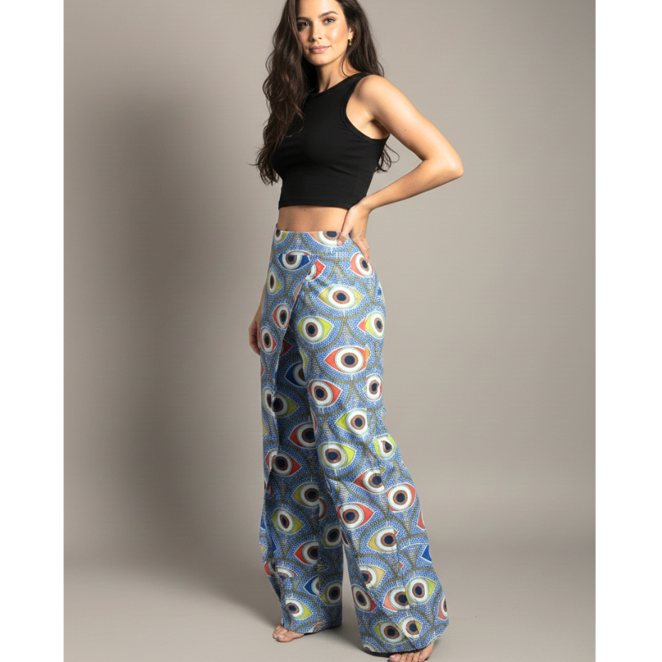 Calça Feminina Pantalona Envelope Saida De Praia Estampada Elegante Casual e Praia Geladinho em Oferta na Shopee