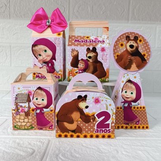 KIT CAIXAS MARSHA E O URSO / CAIXINHAS LEMBRANCINHAS PERSONALIZADAS PARA FESTA