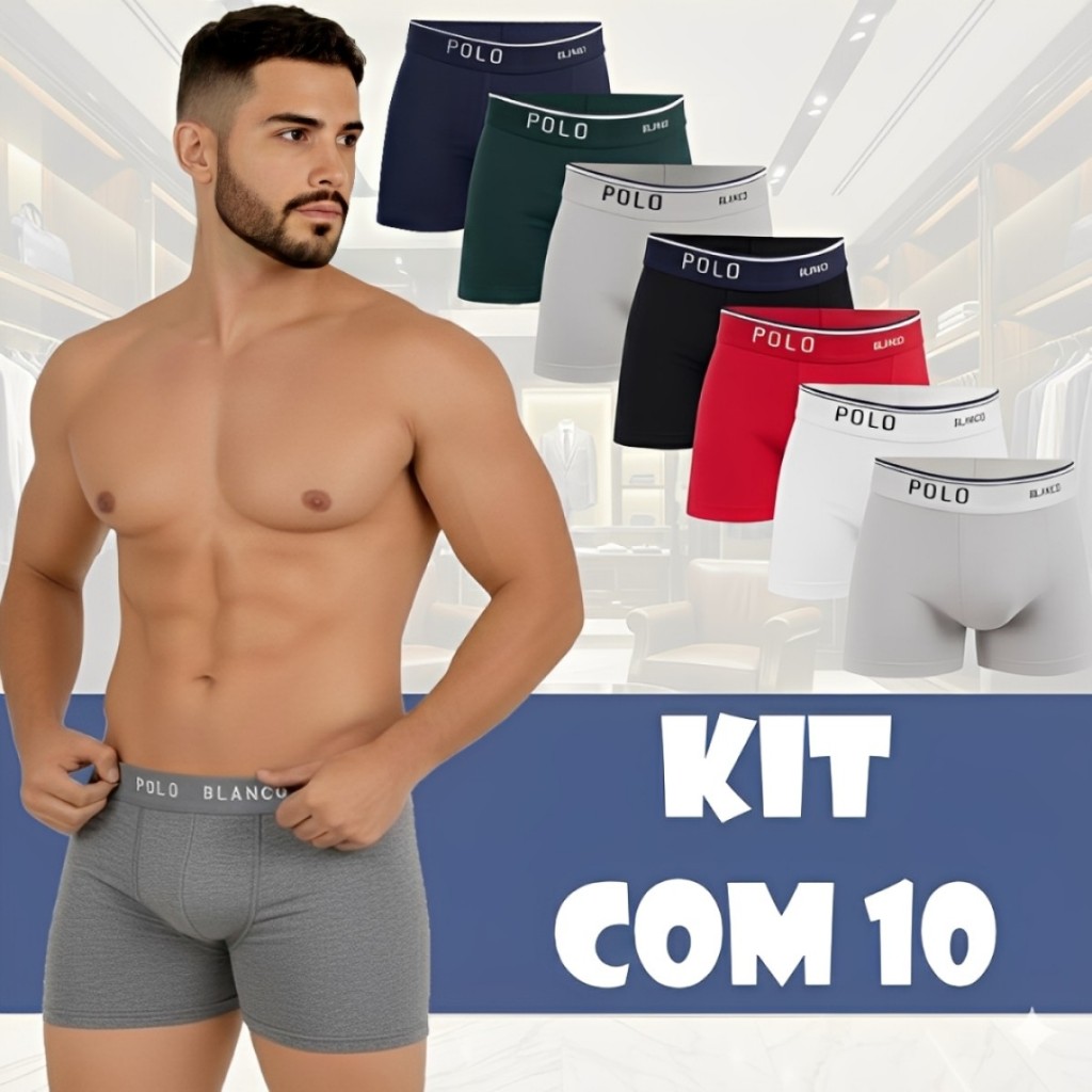 Kit Cueca Masculina Boxer Polo Blanco Sem Costura Conforto Total Microfibra Poliamida Elastano em Oferta na Shopee