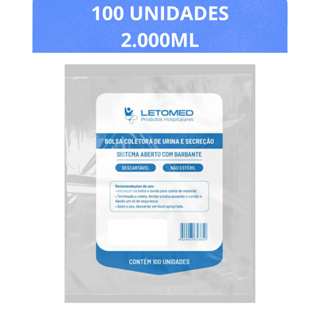 Saco Coletor de Urina 2000ml Adulto (100 unidades) Letomed em Oferta na Shopee