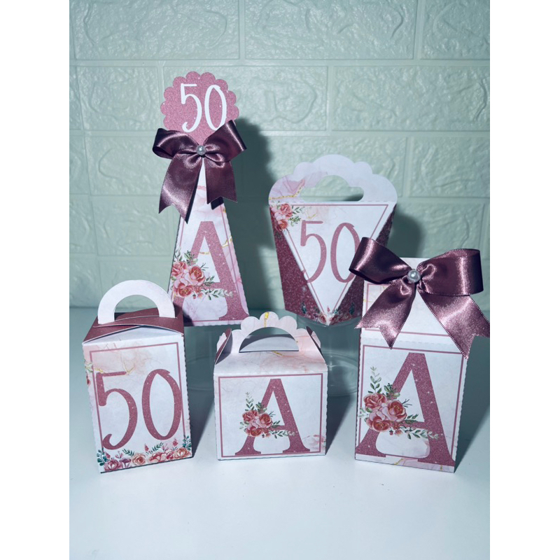 Kit caixinhas Personalizadas Rosé Gold PEGUE E MONTE - Lembrancinhas para Aniversário - Caixinha Personalizadas