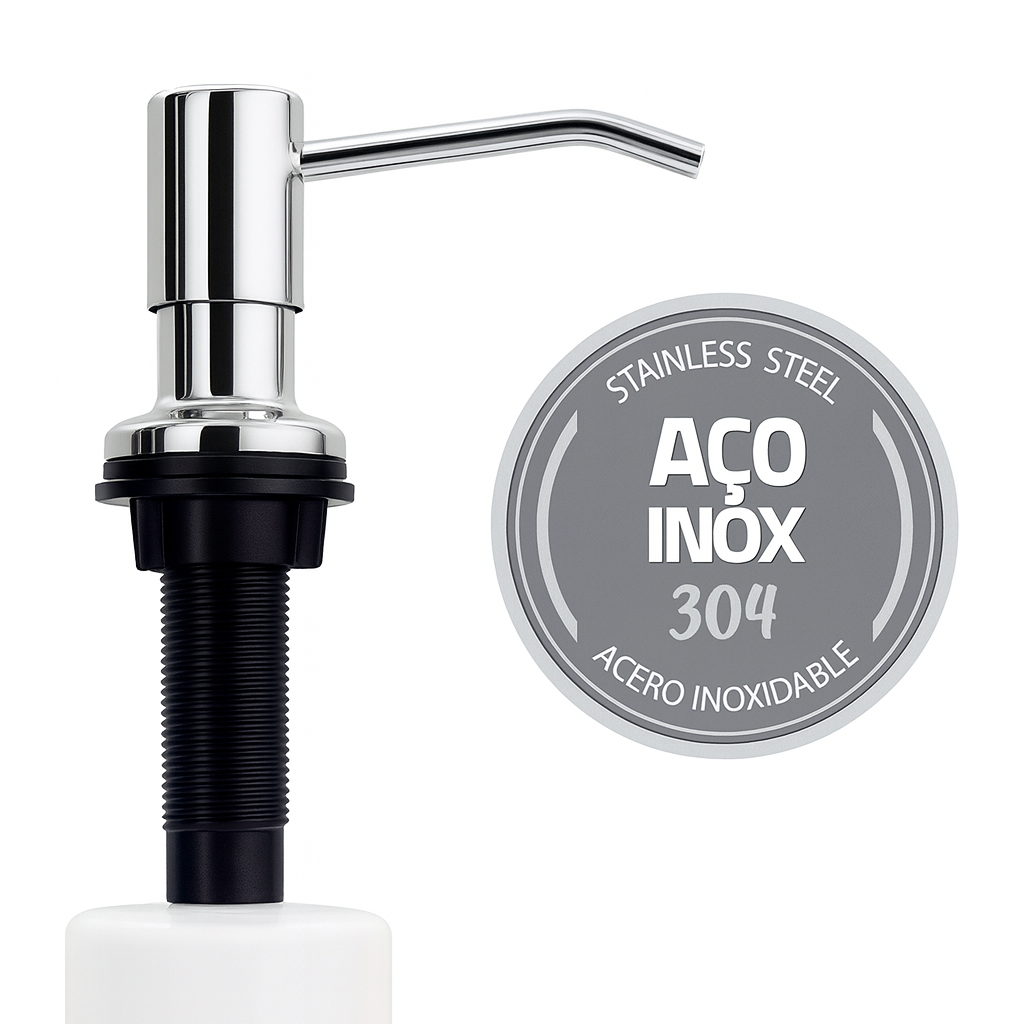 Dosador de Sabão Líquido Cromado Inox 304 Embutir 500ml – Aço Inoxidável Premium Westing em Oferta na Shopee