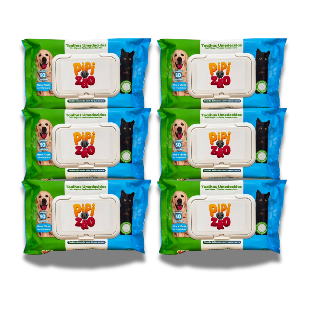 Pet Lenço Umedecido Para Cães e Gatos - Toalha Pet - Kit C/6 Pacotes