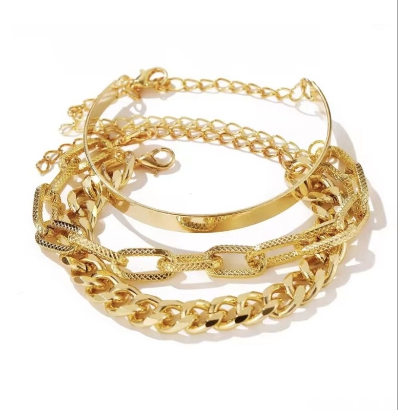 Kit Pulseiras Acessório Feminino CodB34 Pulseira Elegante Moda Atemporal para Mulheres Urbana Fashionista Moda Verão Fas