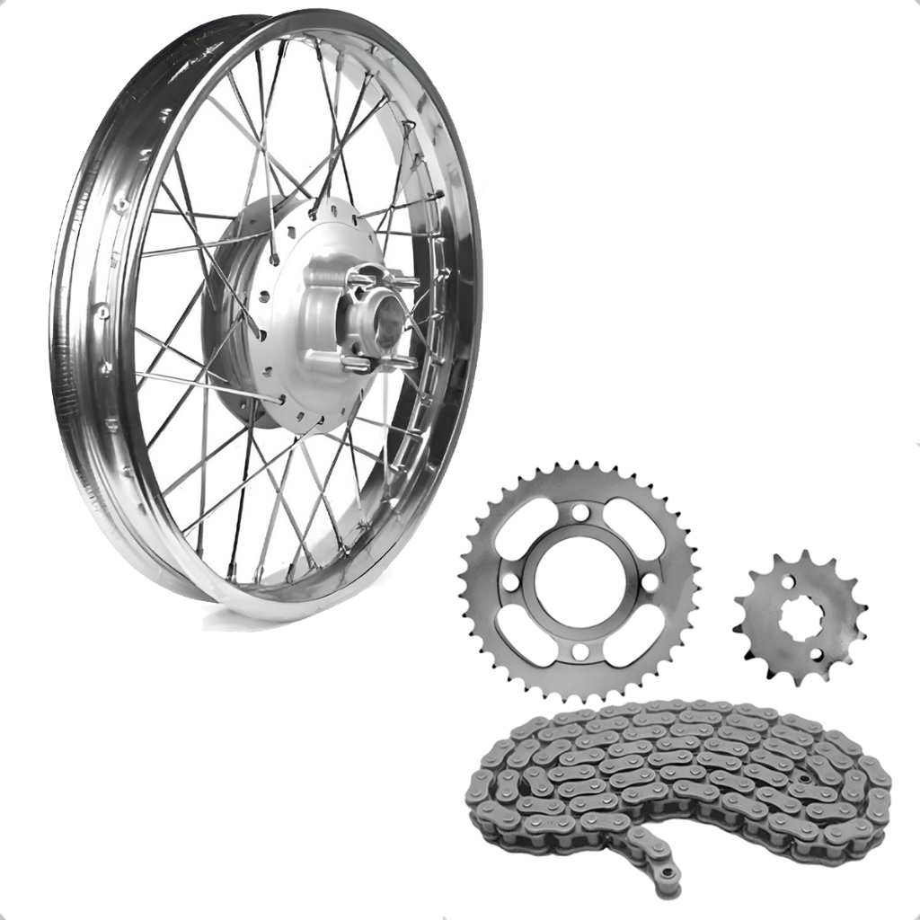 Roda Traseira Completa Fan 125 2009 Ate 2018 Raio 4mm ou Inox + Kit Relação Coroa 38