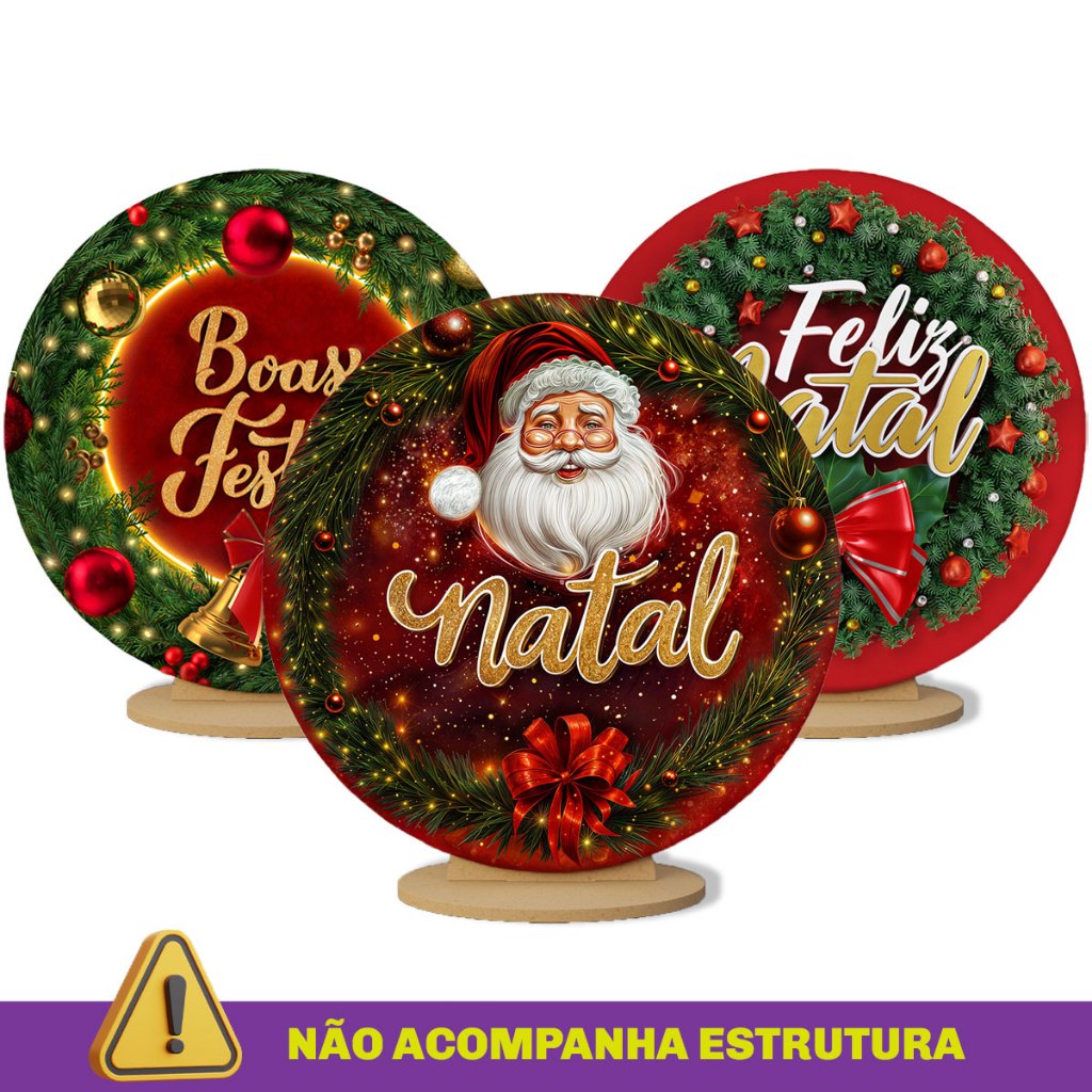 Capa Mini Painel 50x50 Redondo Decoração Natal Sublimado Em Tecido C/Elástico para Mesa