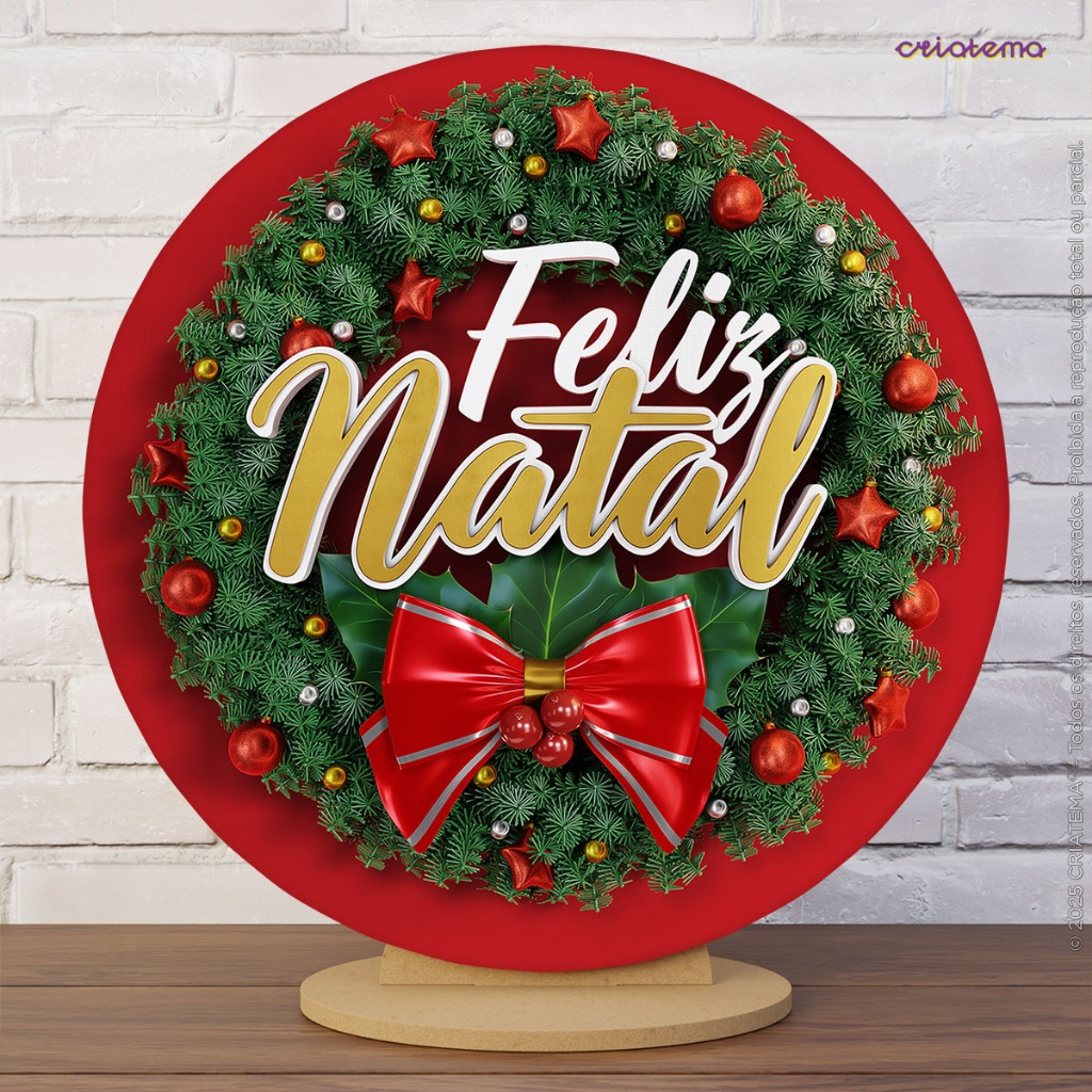 Capa Mini Painel 50x50 Redondo Decoração Natal Sublimado Em Tecido C/Elástico para Mesa
