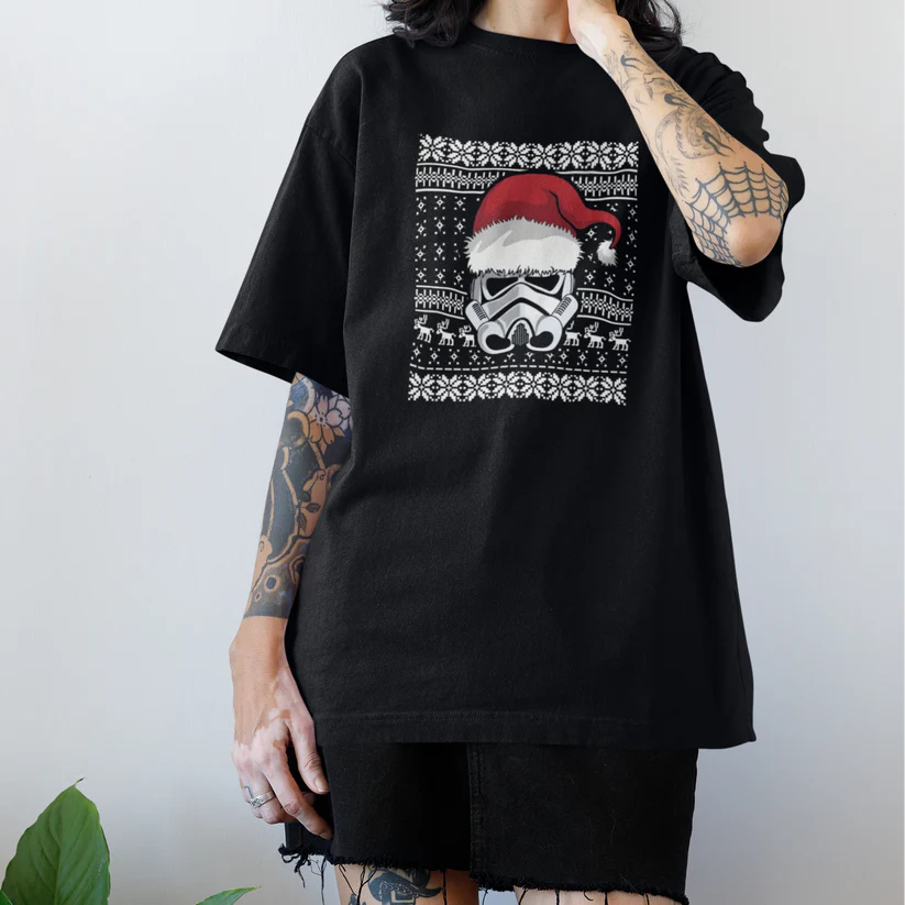 Camiseta Unissex Star Wars Chritmas Vibes Camisa 100% Algodão