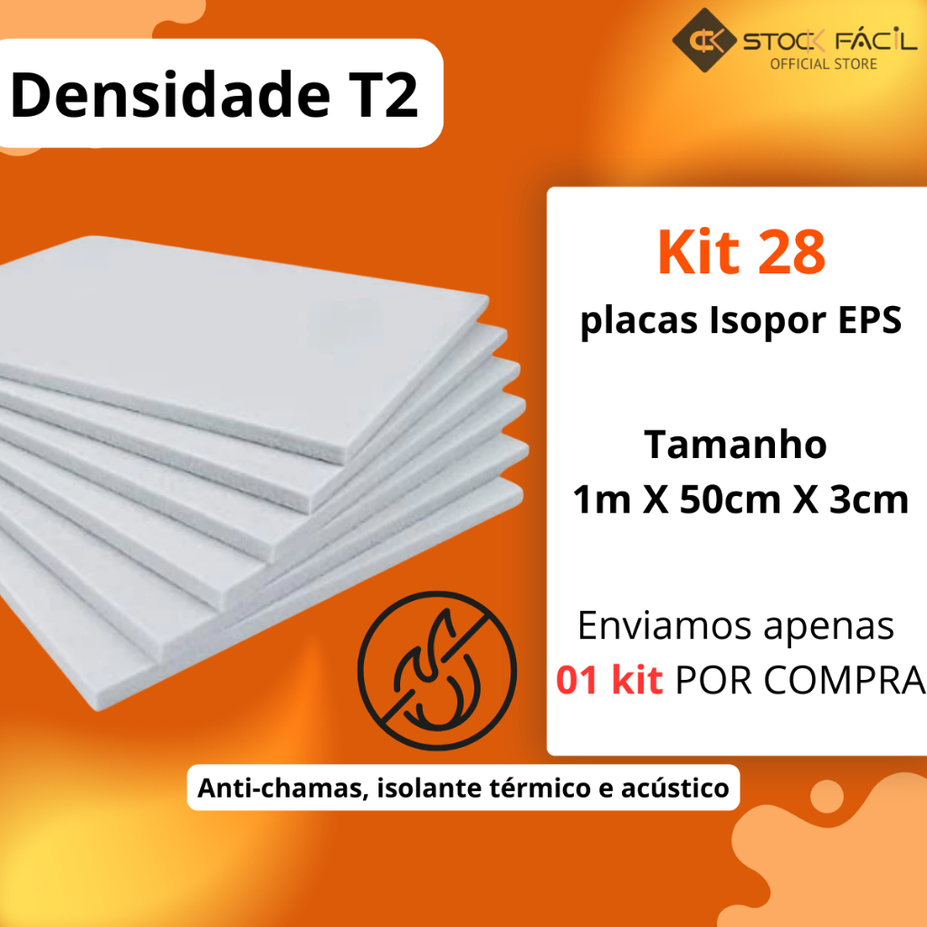 Kit 28 Unidades Placas de Isopor Anti Chamas 3cm Isolante Térmico e Acustico em Oferta na Shopee