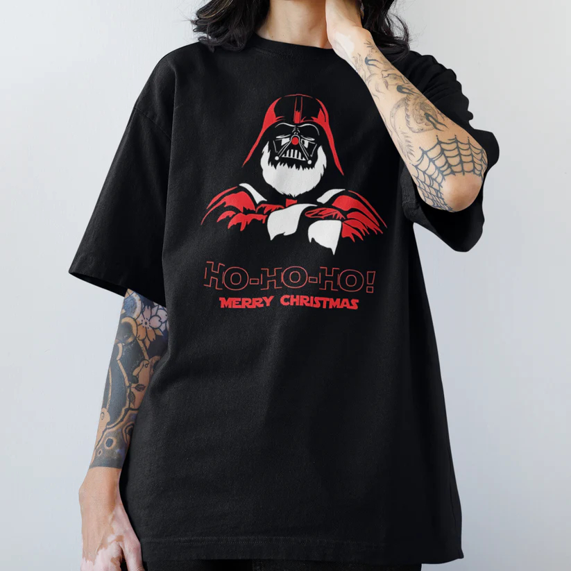 Camiseta Unissex Star Wars Ho Ho Ho Merry Christmas Camisa 100% Algodão
