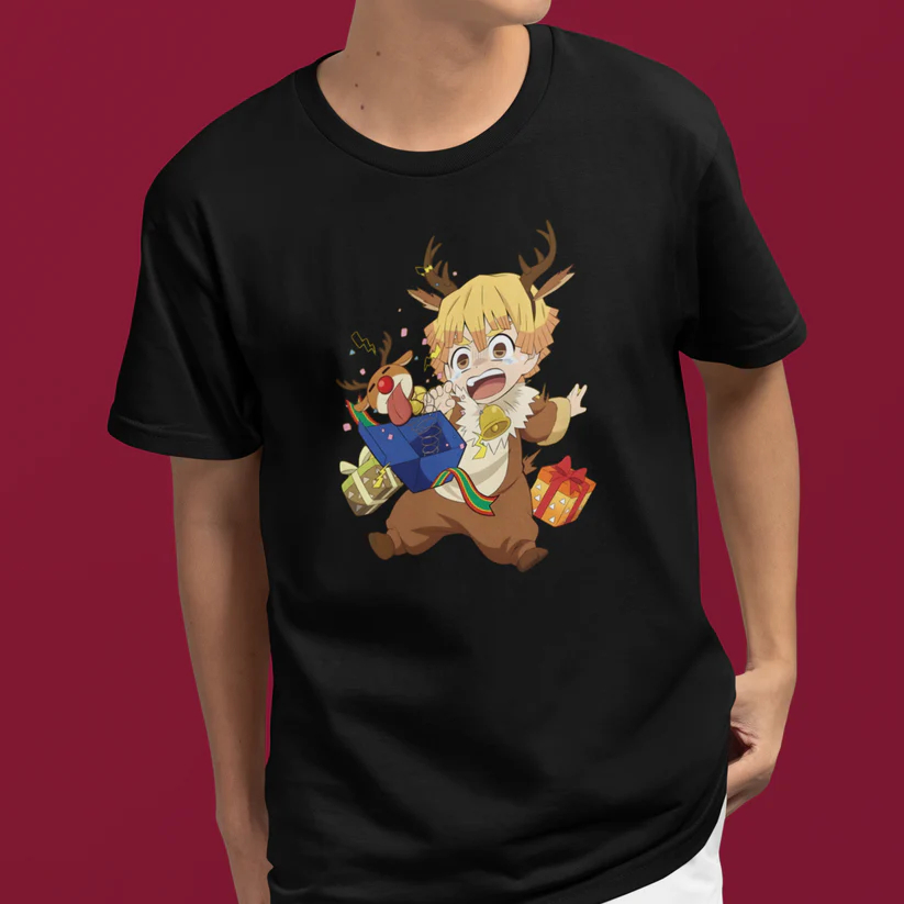 Camiseta Unissex Demon Slayer Zenitsu Natalino Camisa 100% Algodão