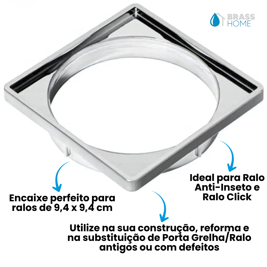 Porta Grelha Ralo 10x10 Plástico ABS Cromado Quadrado Caixilho Suporte Ralo Click Ralo Anti-Inseto — imagem 2 de 2