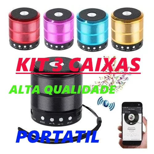 Mini Caixinha De Som/KIT2/KIT3/ Bluetooth Portátil USB Mp3 Pen Drive  Rádio Fm Alto Falante/Kapbom