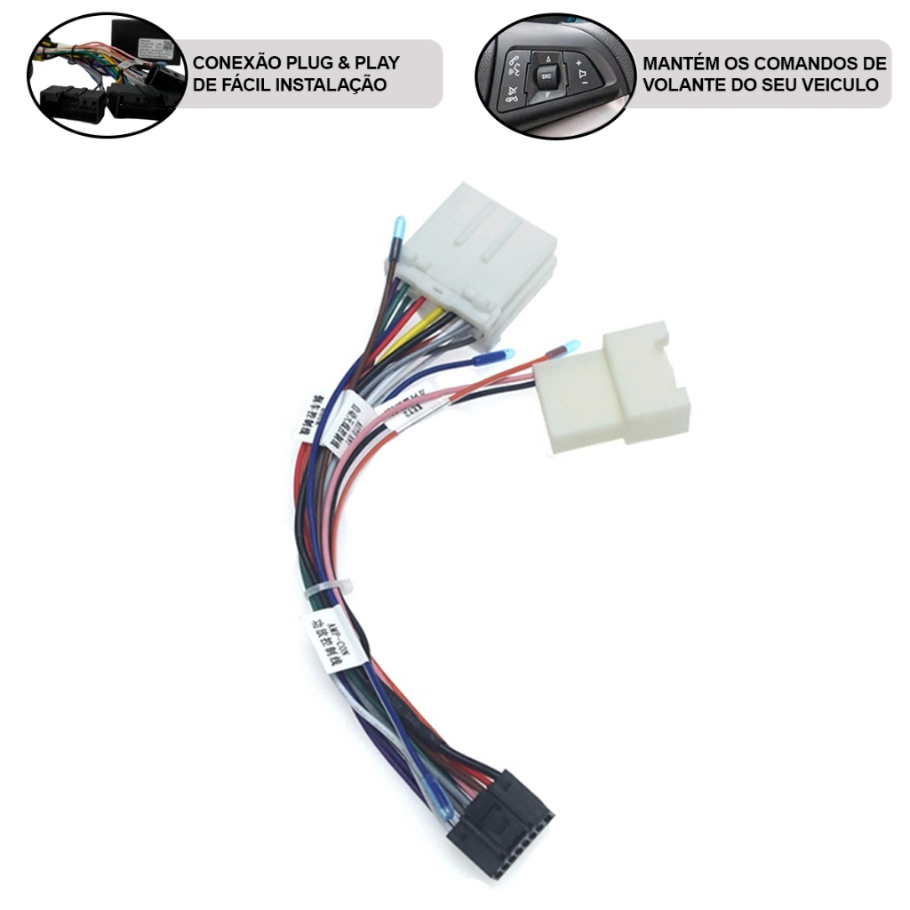 Chicote ISO para Mídias Android Especifico para Mitsubishi L200 Triton 2007 a 2017 Pajero Dakar