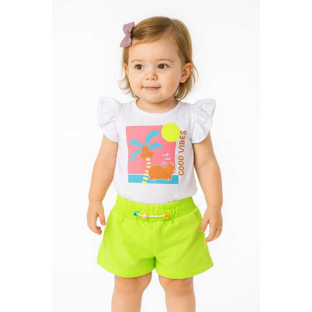 Conjunto Infantil Menina Tamanho 02 – Blusinha + Short em Moletinho | Confortável e Estiloso