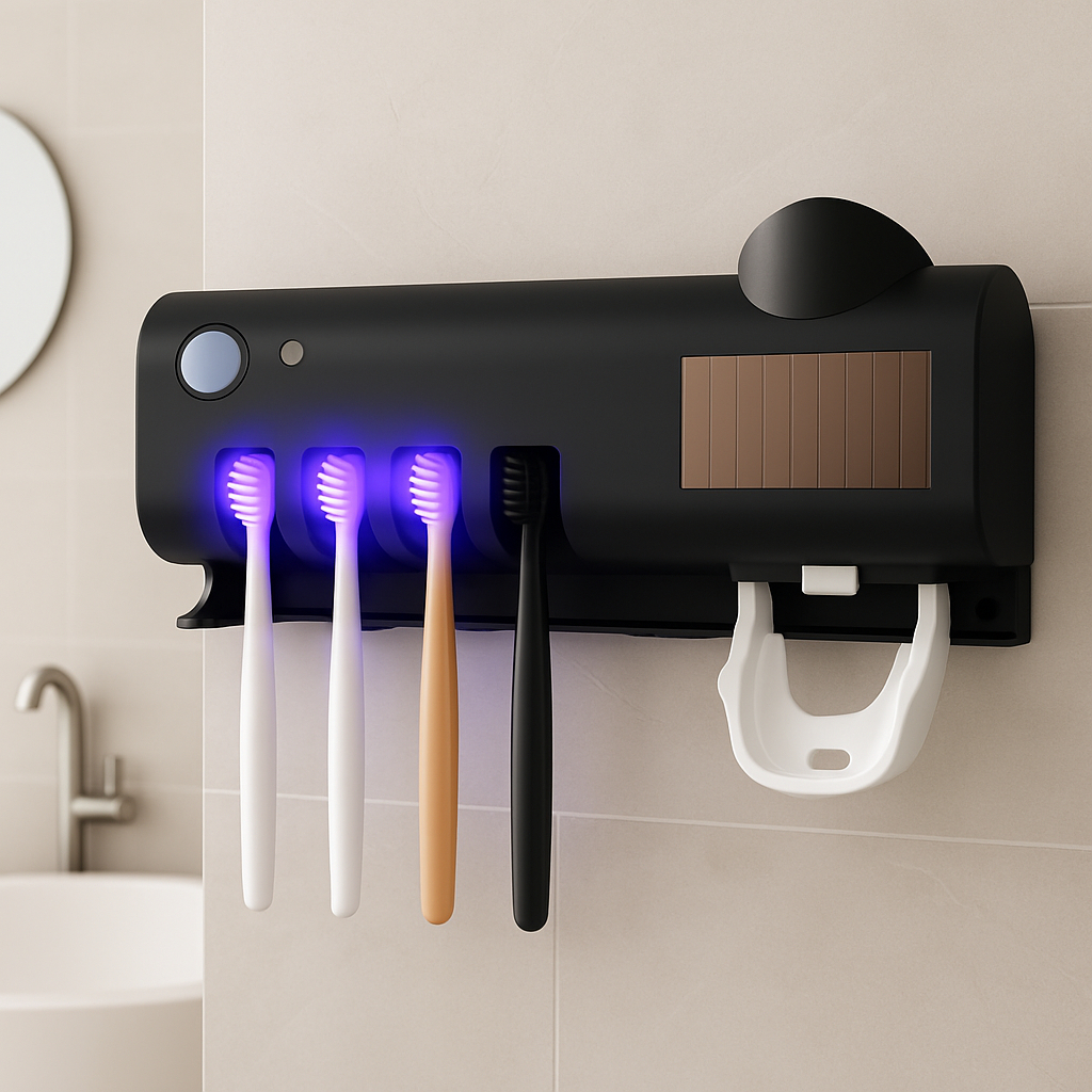 Aplicador Pasta de Dente Suporte Dispenser Escova Automático Com Esterilizador Porta Escova