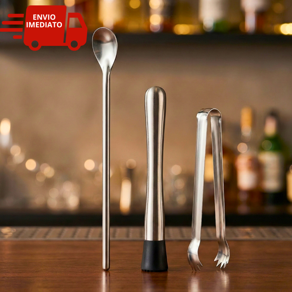 Socador, Pegador de Gelo Grande e/ou Colher Bailarina para Drinks Bar Utensílios Bartender Inox em Oferta na Shopee