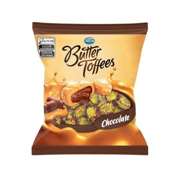 Bala Mastigável Butter Toffes Chocolate 400g em Oferta na Shopee