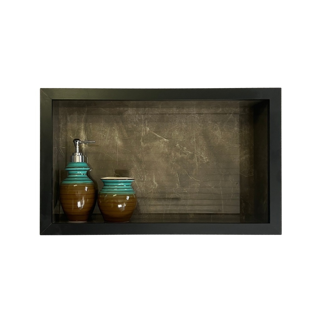 Nicho em Porcelanato para Banheiro Marrom Polido 60x30x10cm