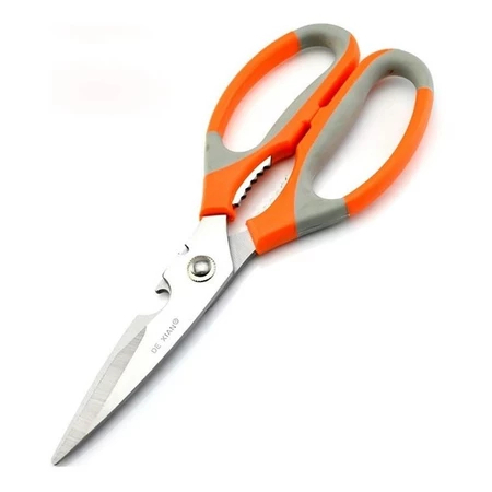 Tesoura Multiuso de Cozinha Inox Cabo Emborrachado Abre Garrafa e Quebra-Nozes em Oferta na Shopee