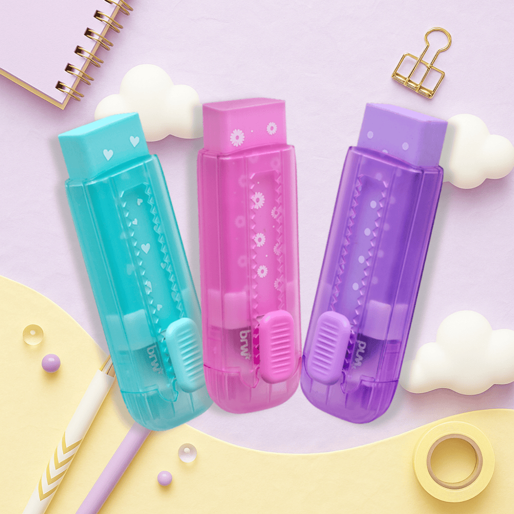 Borracha Retrátil Stiletto BRW | Escolar | Cores Variadas em Oferta na Shopee