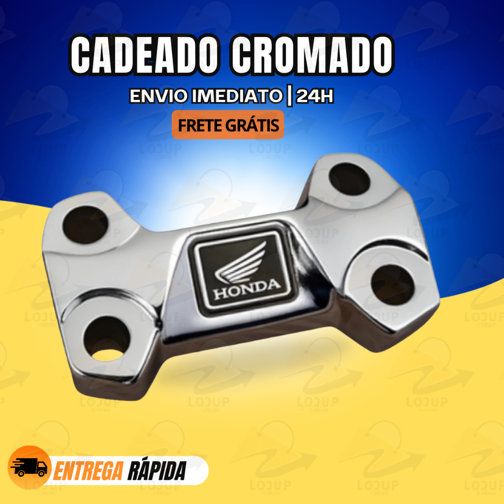 Mesa Guidão Cromado / Preto Cadeado Cg, titan, fan, cargo 150 e 160 - MODELO 2025 + BRINDE ADESIVO