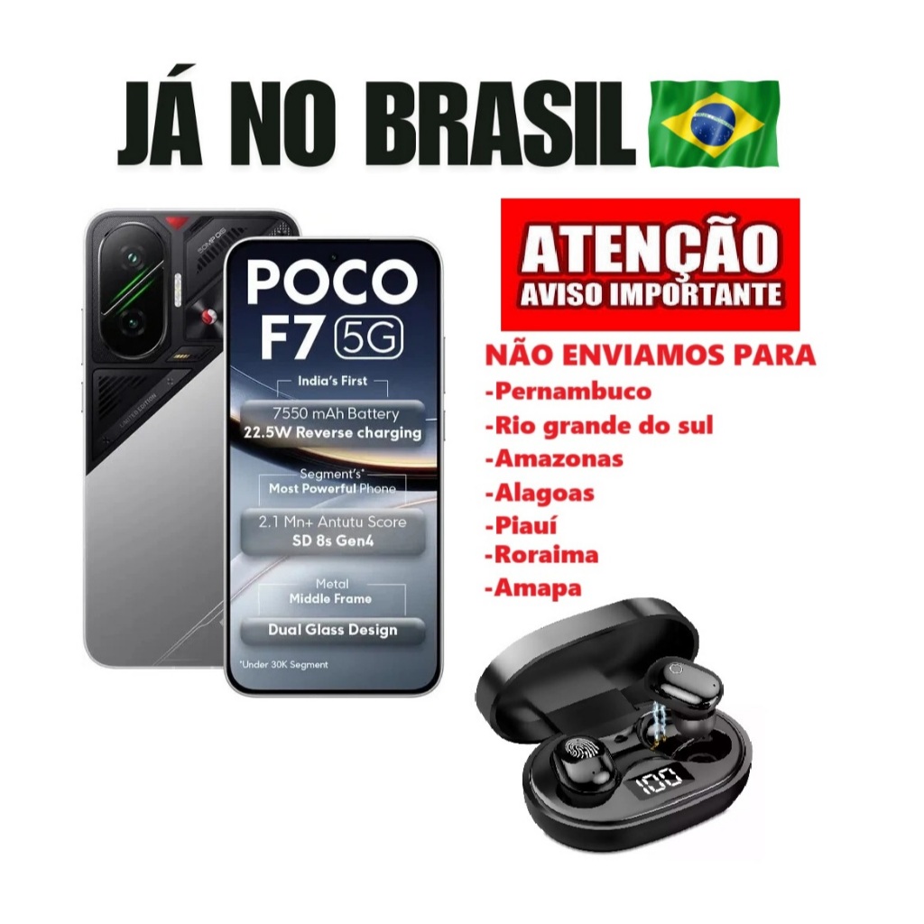 XIAOMI POCO F7 VERSÃO GLOBAL NFC 512 GB 12 RAM + BRINDE