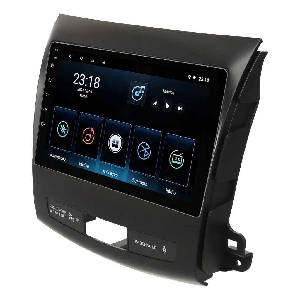Central Multimídia 9 Polegadas Mitsubishi Outlander 2008 até 2013 Android Carplay 4GB+64GB