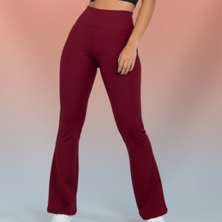 Calça Flare Fitness Academia Feminina Legging Bailarina Suplex Zero Transparência Grosso Cós Alto Original M G GG em Oferta na Shopee