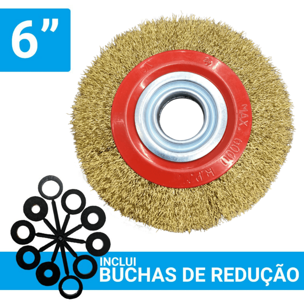 Escova De Esmeril Aço Circular Ondulada 6 Pol Aço Carbono Esmeril de Bancada Esmerilhadeira Politriz Máquina Esmerilhar