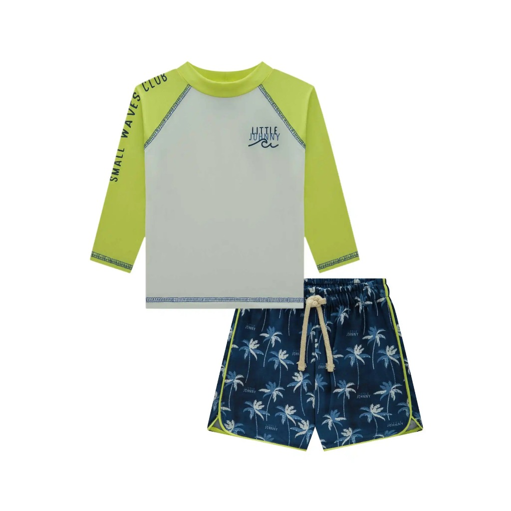 Conjunto de camiseta em malha uv dry e bermuda em nylon ergonomic com elastano Tam 2 Johnny Fox