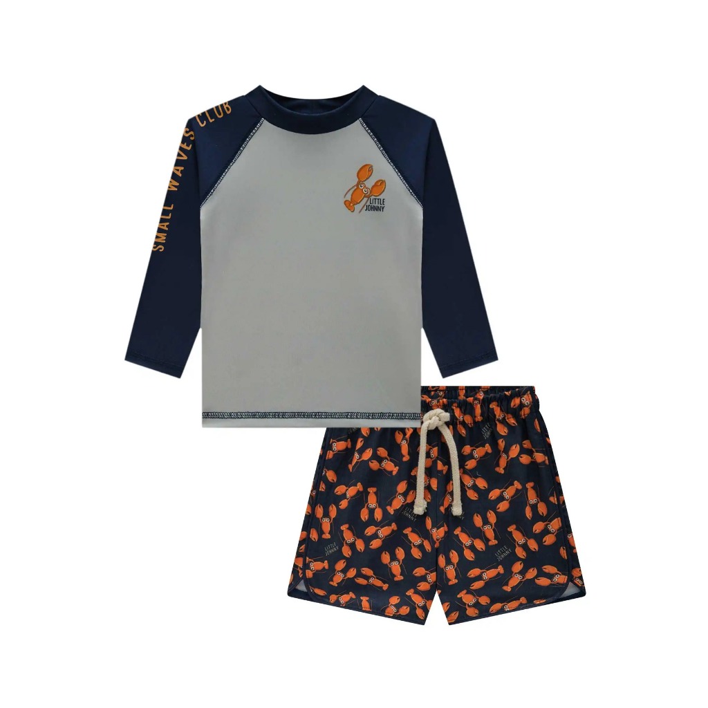 Conjunto de camiseta em malha uv dry e bermuda em nylon ergonomic com elastano Tam 1 Johnny Fox
