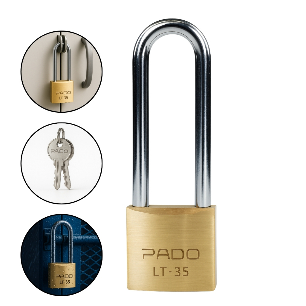 Cadeado Haste Longa Pado Lt 35/75mm 2 Chaves Reforçado Máxima Proteção Bolsa Janela Portão Armário