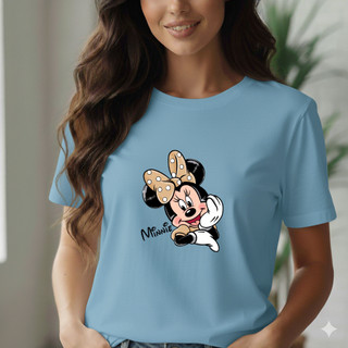 Camiseta Feminina Personagens  Blusa Feminina Estampada Minnie T- Shirt 100% Algodão