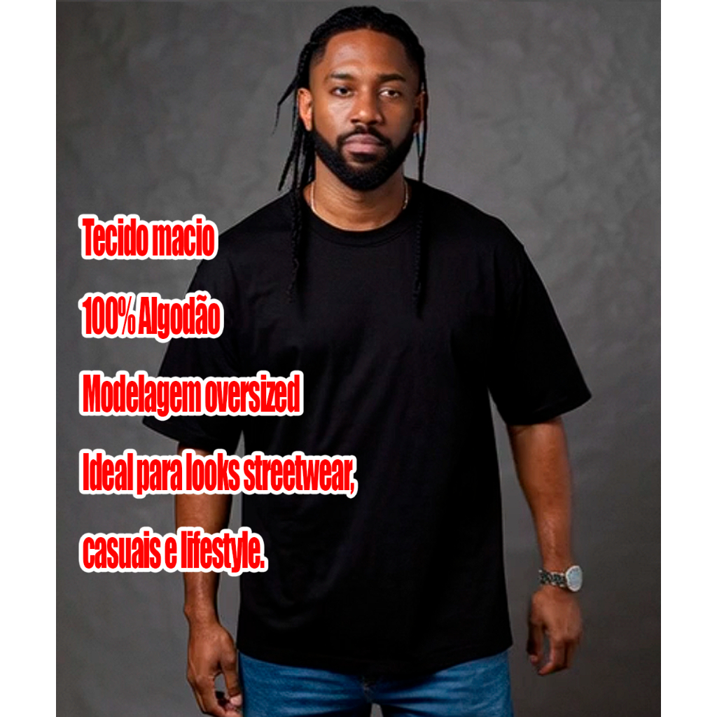 Camiseta Oversized Unissex Algodão 100% BCI, Caimento Perfeito, Streetwear, Toque Suave e Conforto. em Oferta na Shopee