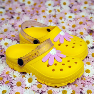Babuche Infantil Menina Flor Rosa Amarelo Sandália Confortável em Oferta na Shopee