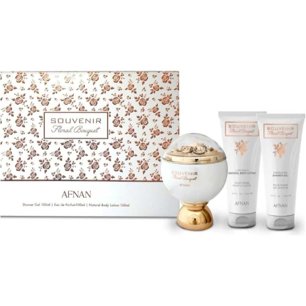 Kit Perfume Souvenir Floral Bouquet (Parfum 100 ml + Shower Gel 100 ml + Body Lotion 100 ml ) - Afnan