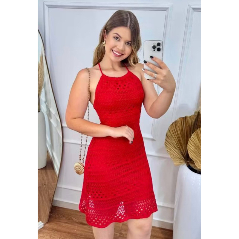 vestido modal alcinha com amarração nas costas