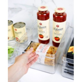 Organizador De Armários Geladeira Dispensa Empilhavél Cozinha Multiuso Clear 37x10x13cm